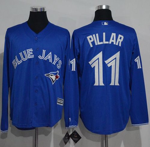 Blue Jays #11 Kevin Pillar Blue New Cool Base Long Sleeve Stitched MLB Jersey - Click Image to Close